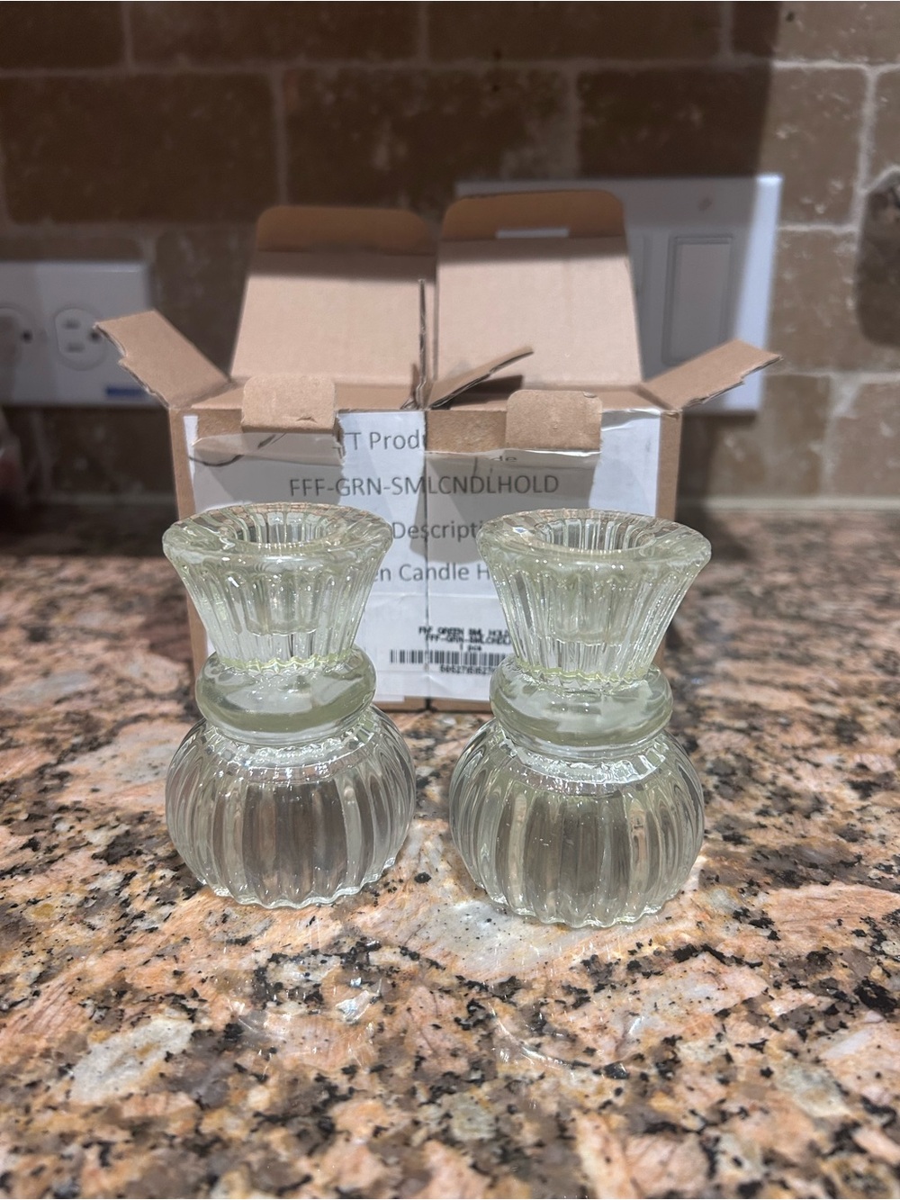 Glass Ribbed Candle Holders